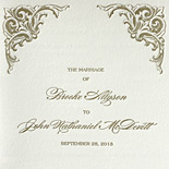 Brooke and John: elegant wedding program letterpressed in gold ink